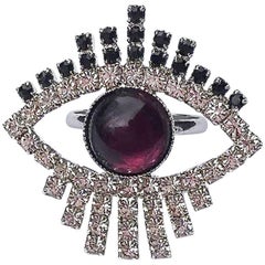 Purple Swarovski Evil Eye Ring 