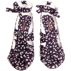 Used LOUIS VUITTON Open Toes Wedge Pumps in Printed Canvas