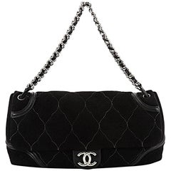 Chanel Rodeo Drive Flap Bag Quilted Microsuede Large