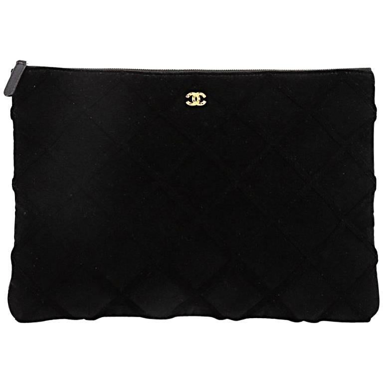 Chanel Cosmetic Pouch Quilted Velvet Large at 1stDibs