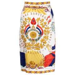 Hermès Silk Republique Liberte Egalite Fraternite Vintage Scarf Print Skirt
