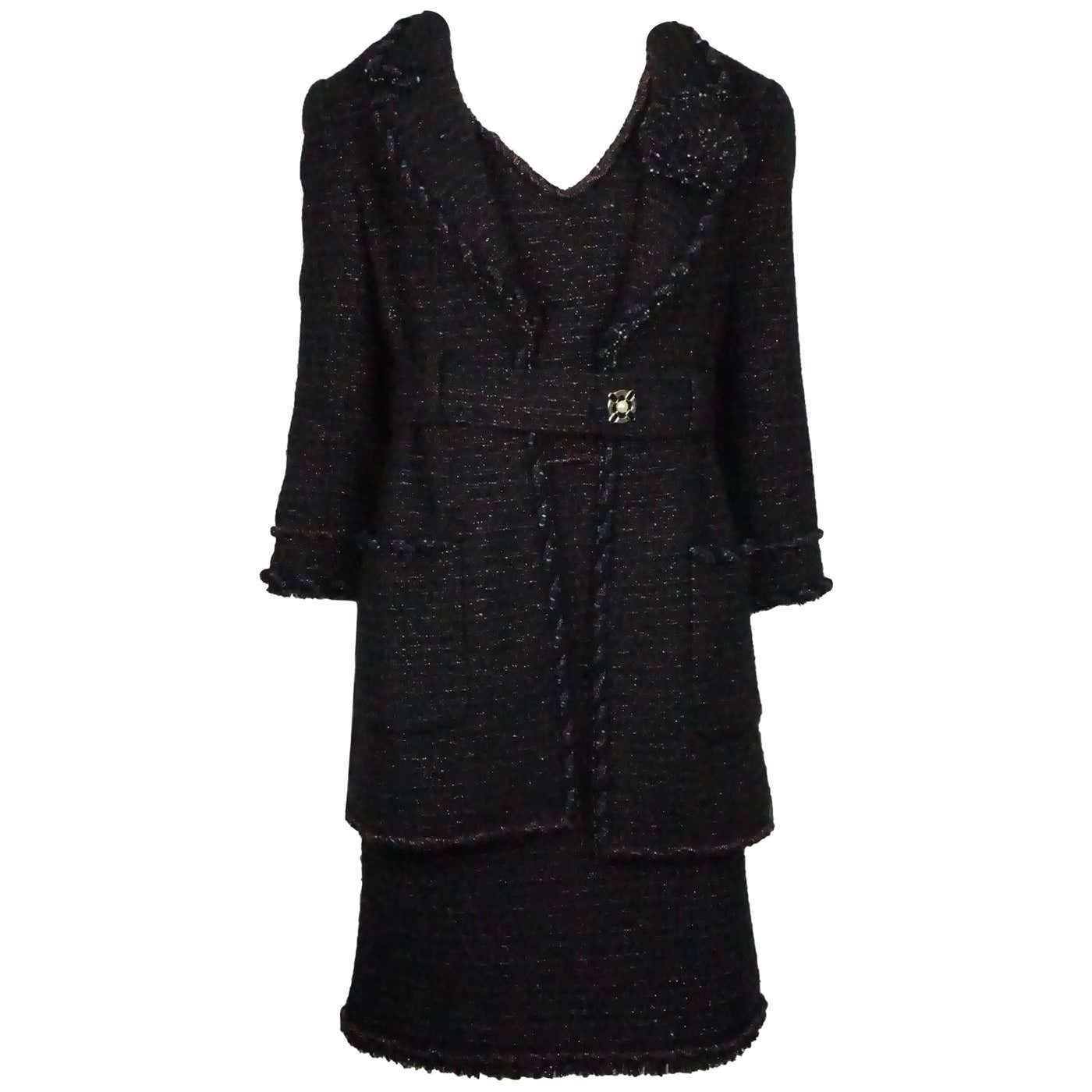 Chanel Black and Copper Tweed Dress and Jacket at 1stDibs | chanel ...