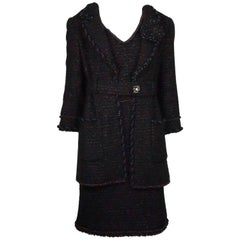 Chanel Black and Copper Tweed Dress and Jacket