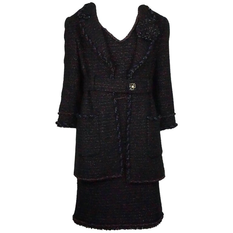 Chanel Black and Copper Tweed Dress and Jacket For Sale at 1stDibs ...