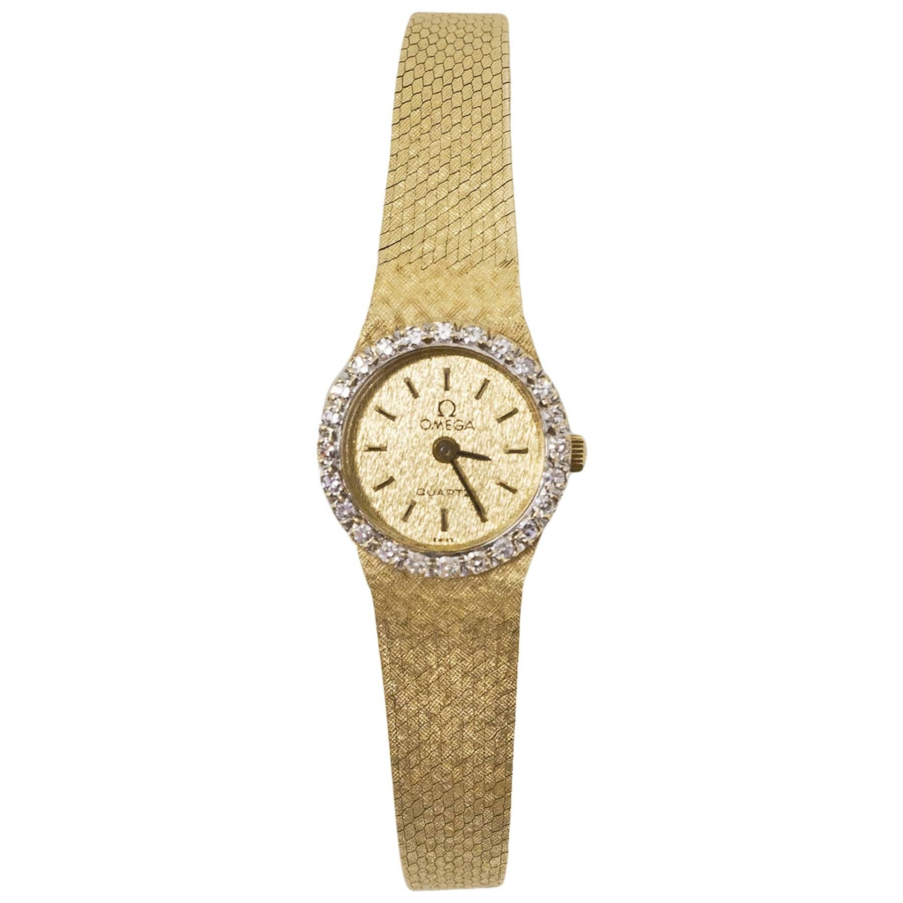 Omega Vintage Diamond & 14k Gold 15mm Watch