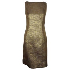 Carolina Herrera Gold and Purple Brocade Dress 