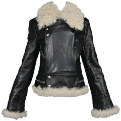 Balenciaga Leather and Goat Fur Motorcycle Jacket, A / W 2004