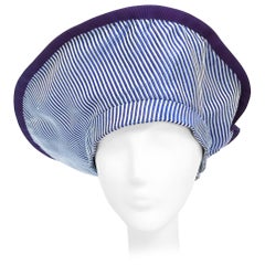 1970s Purple and White Stripped Silk Tam