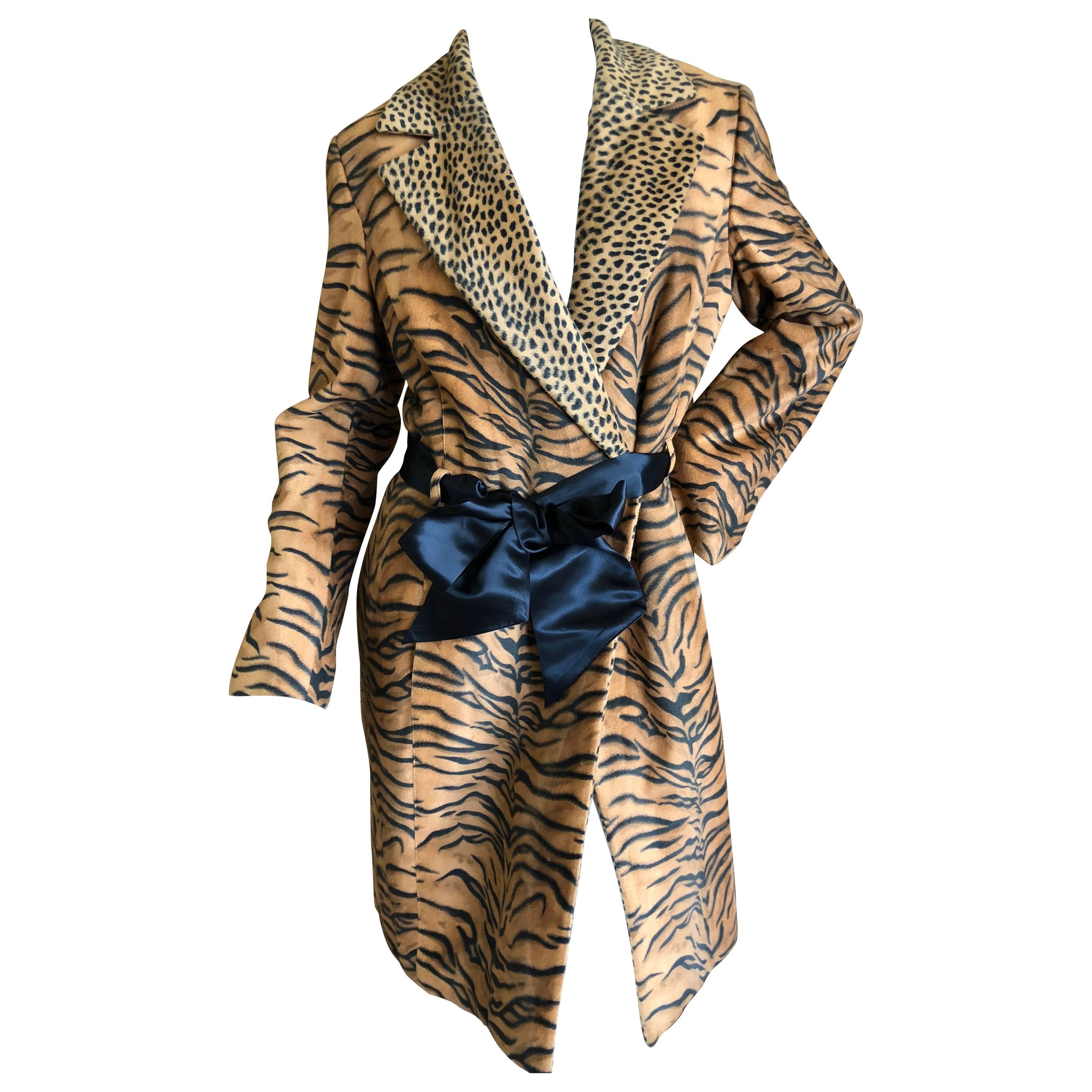 Versace Jeans Couture Vintage Plush Animal Print Trench Coat