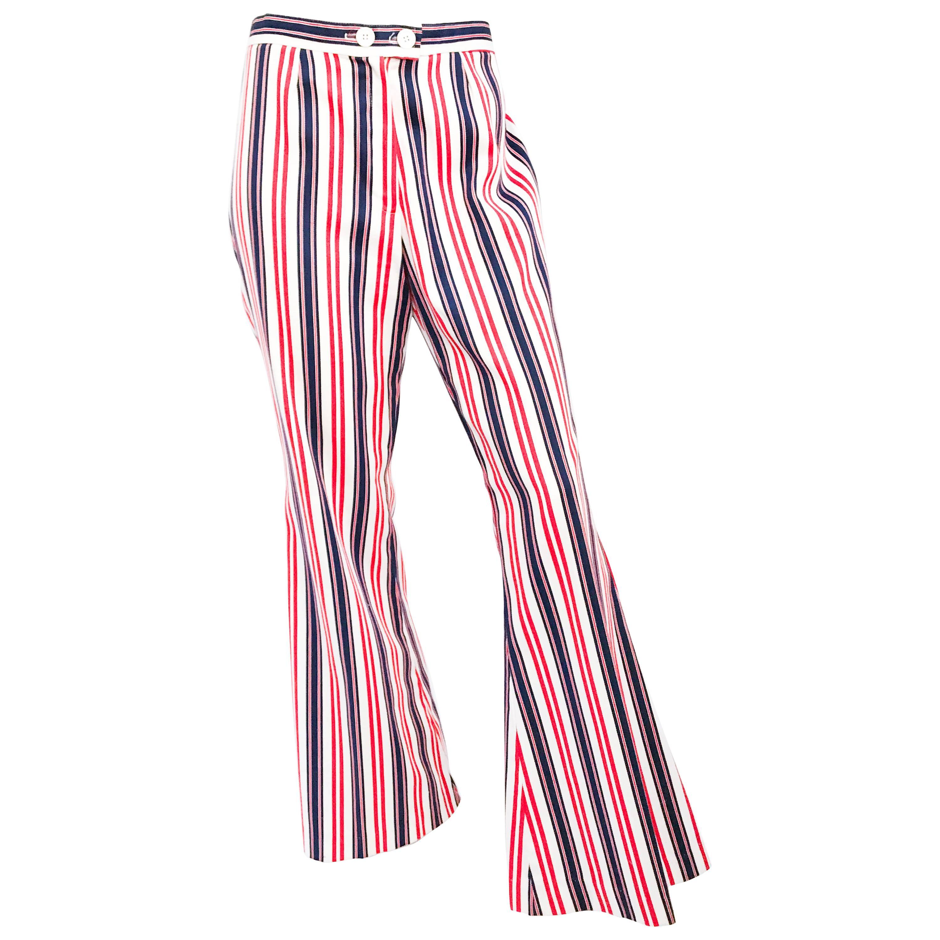 1960s Summer of Love Stripped Flared Pants