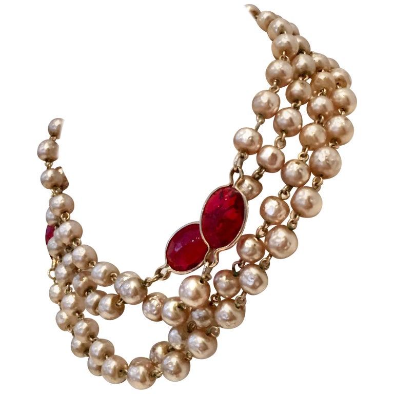 Vintage Faux Baroque Pearl Bead and Art Glass Opera Length Necklace by