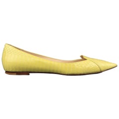 JIMMY CHOO Size 7 Yellow Snakeskin Leather Pointed Flats