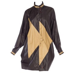1980S Black & Beige Cotton Oversized Modernist Coat Jacket