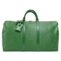 Vintage Louis Vuitton Keepall 50 Green Epi Leather Travel Bag 