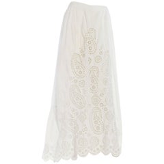 Mid Victorian Hand Embroidered Organic Cotton Eyelet Paisley Skirt