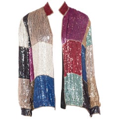 Beaded Sequin Silk Jacket, 1980s 