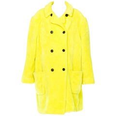 Stephen Sprouse Oversized Highlighter Yellow Faux Fur Coat, 1980s