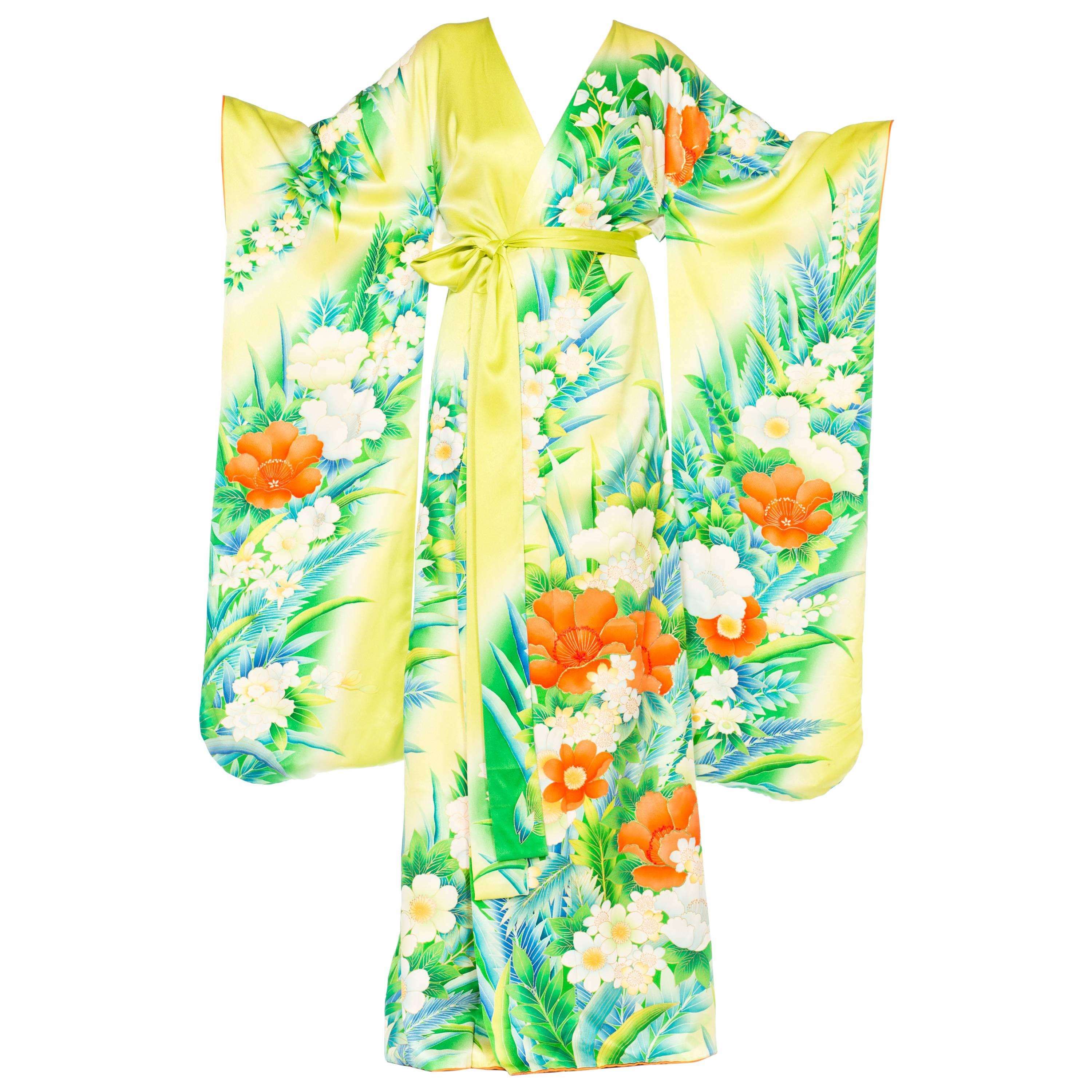 Morphew Collection Tropical Hand Painted Japanese Kimono Dress