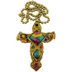 Alexis Lahellec Vintage überdimensionale Kreuz Anhänger Halskette