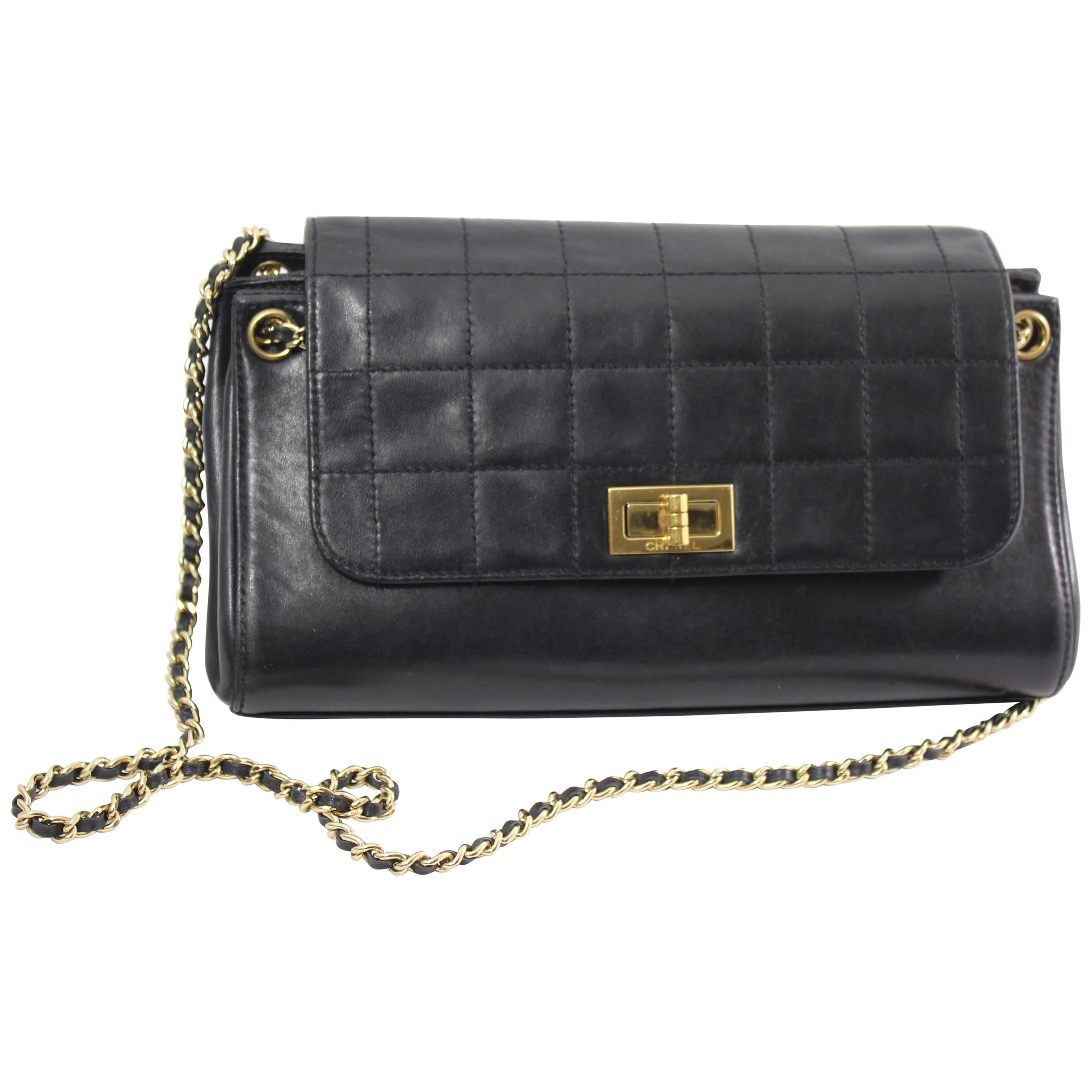 Chanel Black Quilted Lambskin Leather Shopper 2.55 Bag