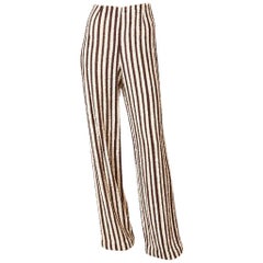 Bill Blass Chocolate and Ivory Sequined Stripe Evening Pant