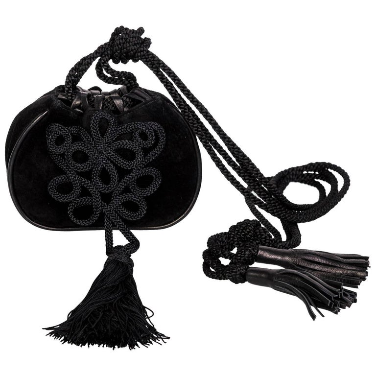 Russian collection suede and leather tassel bag, 1990s, offered by Basha Gold 