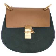 Chloe Medium Drew Shoulder Bag in Tri Colour Leather and Suede w/ Gold Hardware