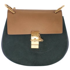 Chloe Medium Drew Shoulder Bag in Tri Colour Leather and Suede w/ Gold Hardware