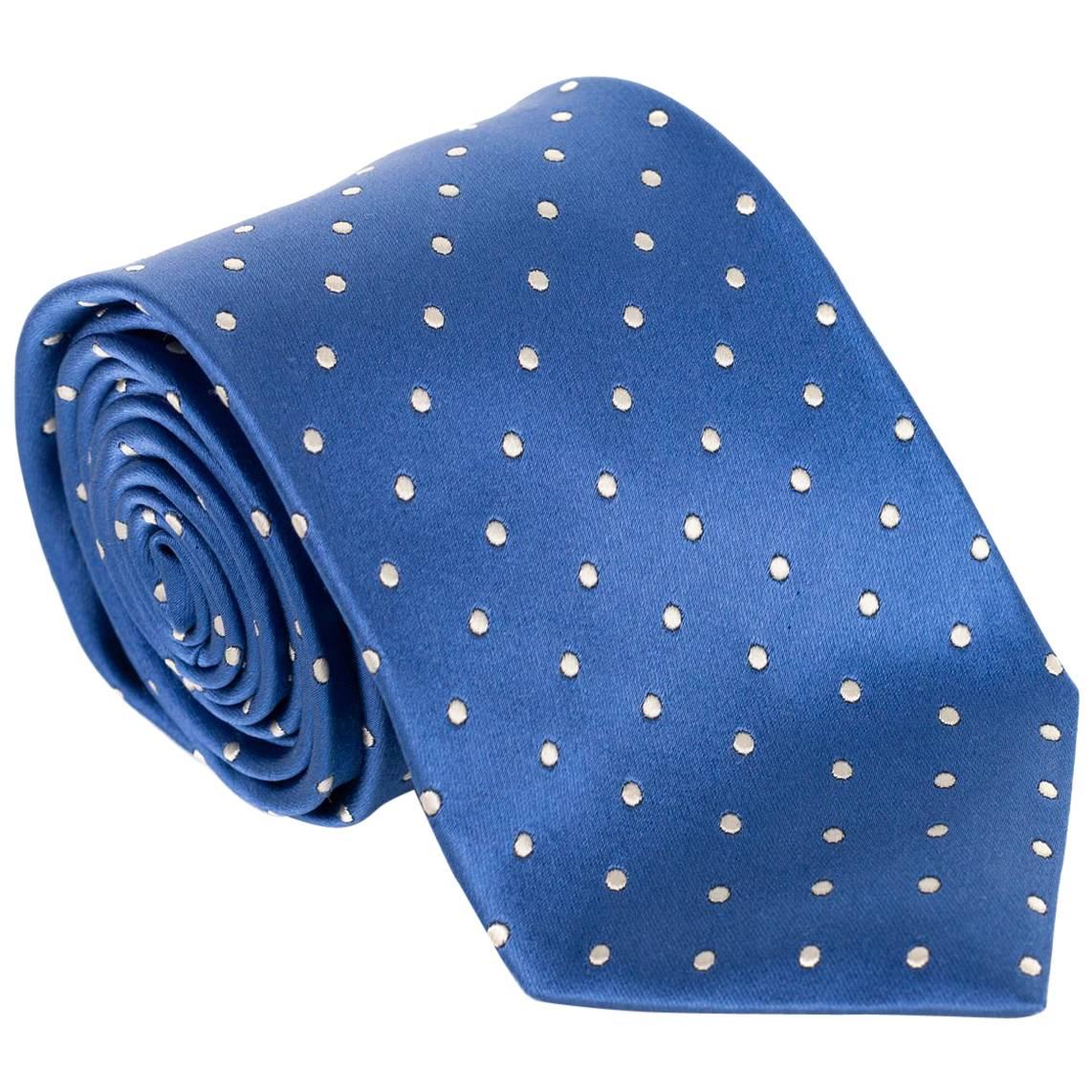 Tom Ford Mens Diagonal Dot 3 1/4" Blue 100% Silk Tie 