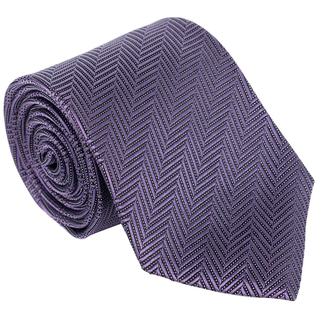 Tom Ford Geometric Tonal Zip Zag 3.25" Silk RTL$260 Purple Tie For Sale