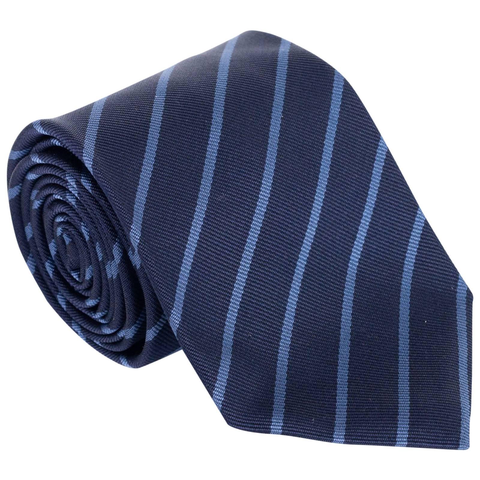 Tom Ford Dark Light Blue Stripped 3.25" 100% Silk Tie For Sale