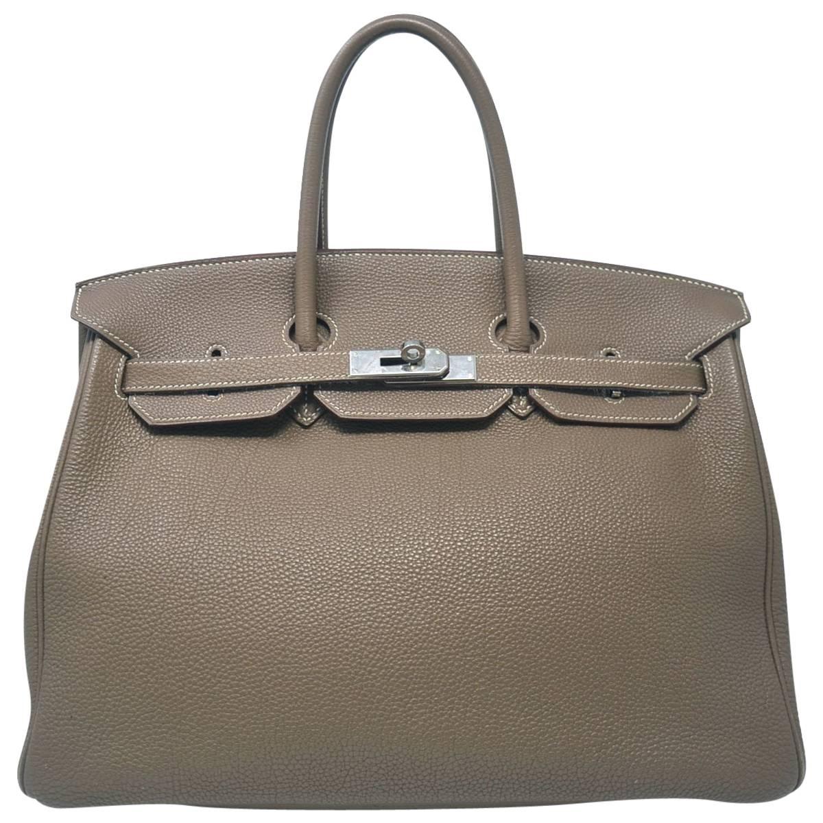 Hermes Birkin Togo 35 Taupe Handbag