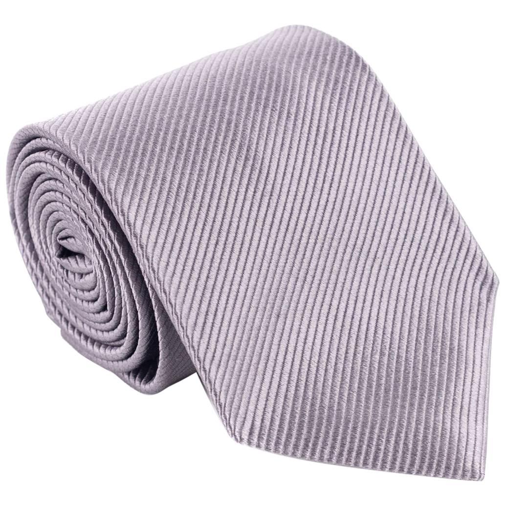  Tom-Ford-Mens-Silver-Stripped-100-Silk-3-5-034-Classic-Tie For Sale