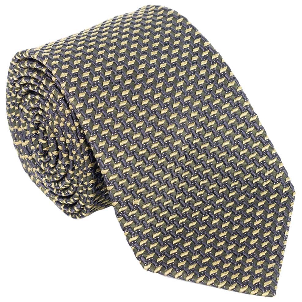 Tom Ford Mens Geometric Green Woven Pattern Silk Blend 3.25" Classic Tie For Sale