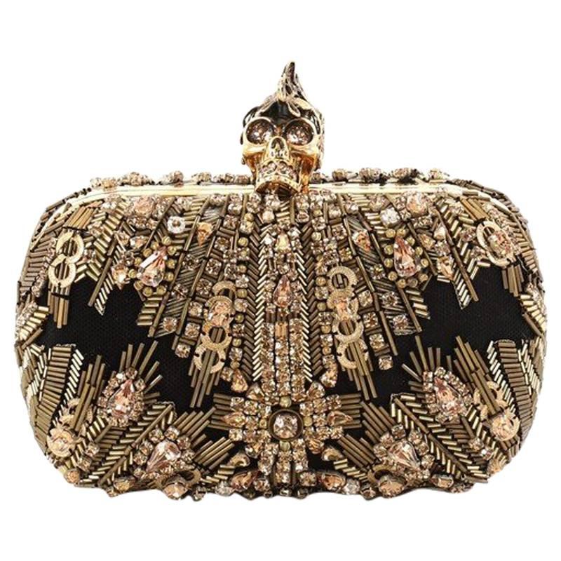 Alexander McQueen Skull Box Clutch Embellished Mesh