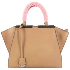 Fendi Leather with Shearling Petite 3Jours Handbag 