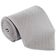NEW NWT Tom Ford Mens Silver Geometric Grid Dot 100% Silk 4" Classic Tie