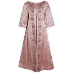 Vintage 1951 Christian Dior Haute-Couture Beaded Lesage Embroidery Pink Satin Coat