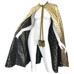 Amazing 1970 Reversible Gold and Black Metallic Vintage 70s Avant Garde Cape