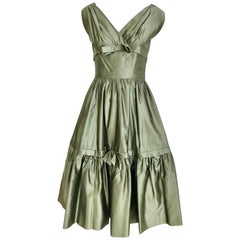 Christian Dior Green Silk Cocktail Dress, 1950s