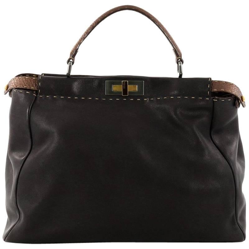 Fendi Bicolor Selleria Peekaboo Large Leather Handbag 