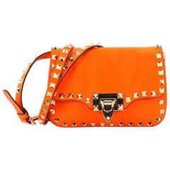 Valentino Rockstud Flip Lock Leather Mini Flap Bag