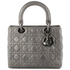 Christian Dior Lady Dior Handbag Cannage Quilt Grained Calfskin Medium