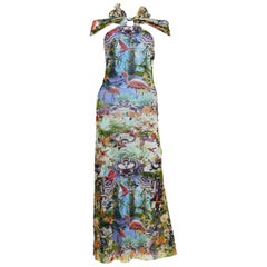 Jean Paul Gaultier Vintage Tropical Print Sheer Halter Dress