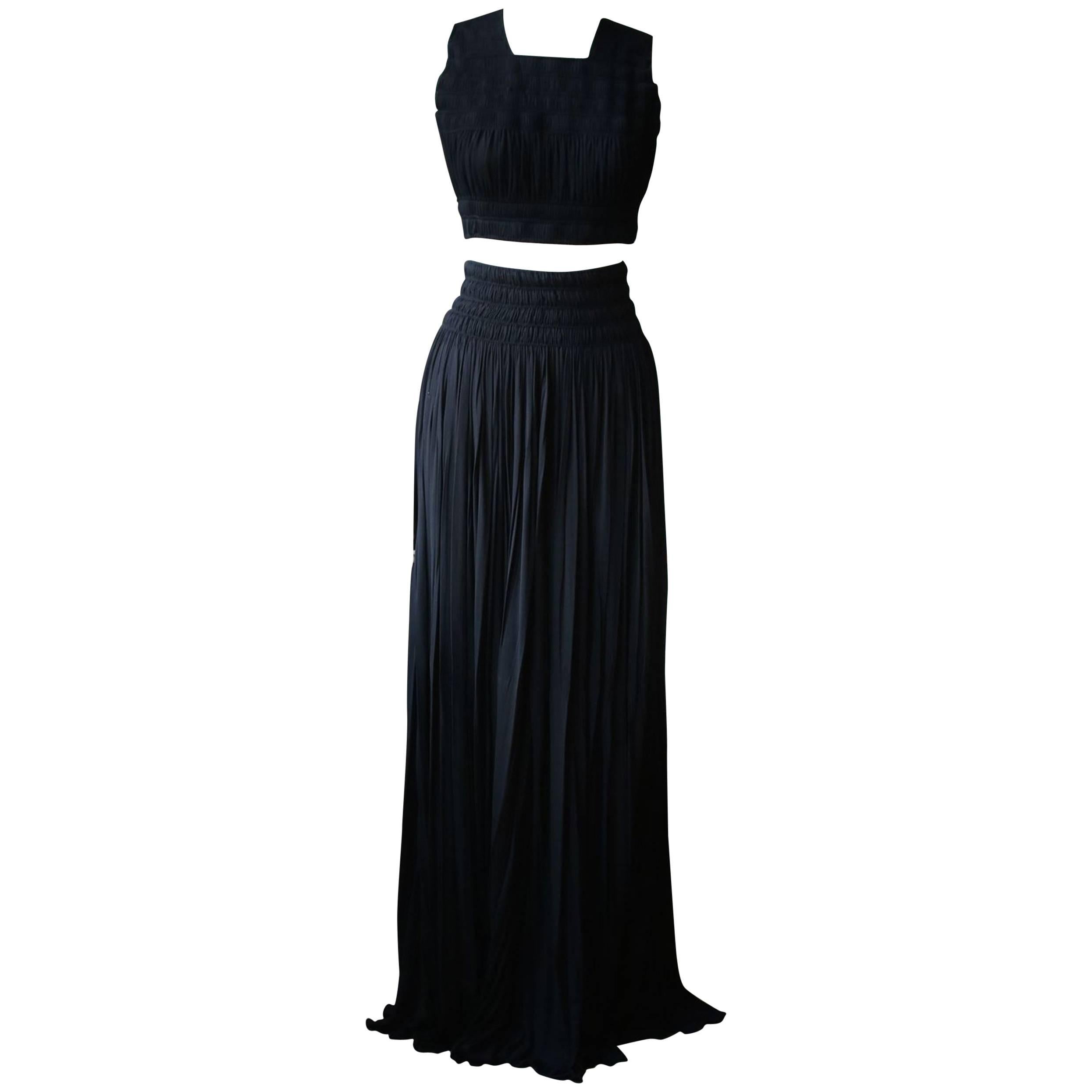 Azzedine Alaia Ruched Pleated Top and Skirt 