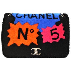 Chanel Shearling No. 5 Comic Silver Hardware Flap Bag, 2014 - 2015