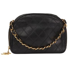 1986 Chanel Black Quilted Lambskin Vintage Timeless Charm Bag