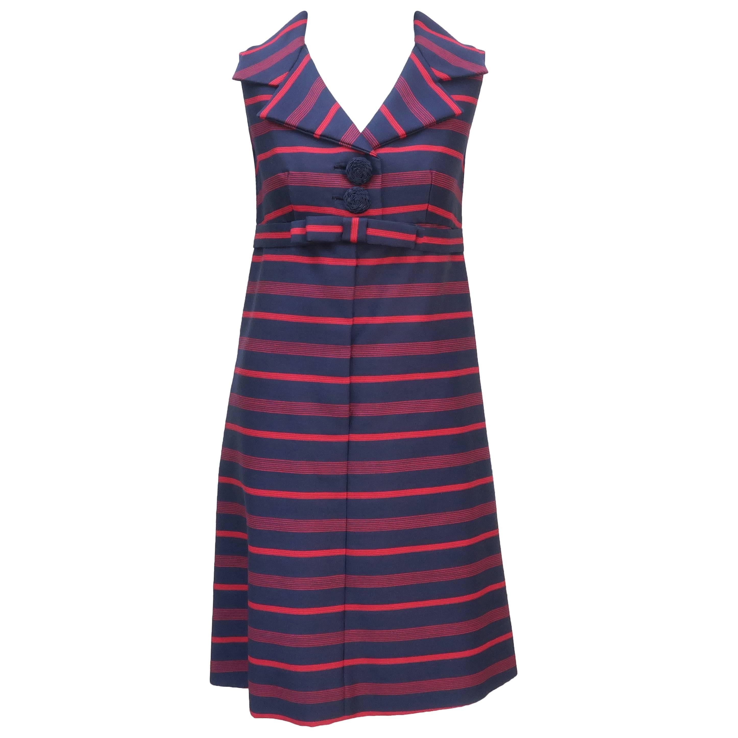 Red & Blue Striped A-Line Dress, 1960's