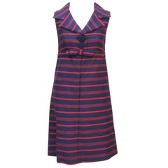 Vintage Red & Blue Striped A-Line Dress, 1960's