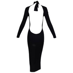 Vintage Dolce & Gabbana Runway Plunging Back Pin-Up Black Wiggle Dress, S / S 2001 